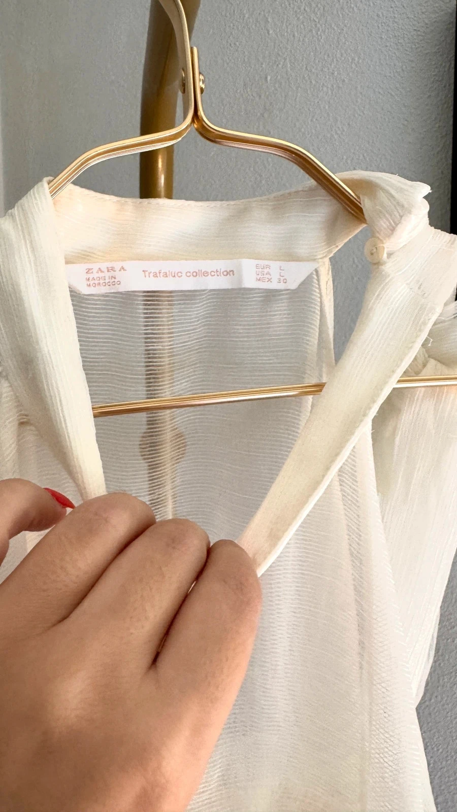 Lindo Blusa Fluida Romântica Off-White Zara • L • TN279 – photo 4
